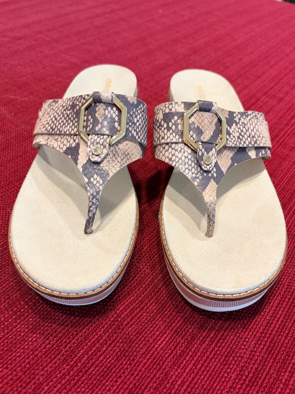 Cole Haan OriginalGrand Snakeskin Platform Wedge Thong Sandals 9B W21358